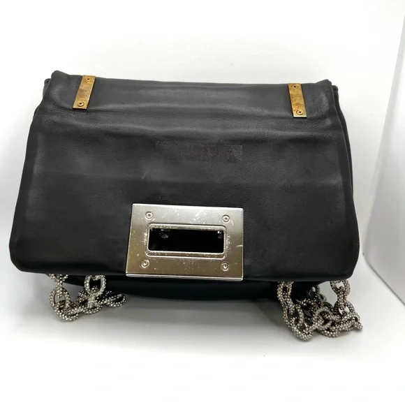 Tom Ford Black Leather Purse Studded Sequin Chain Link Shoulder Bag - Picture 10 of 16